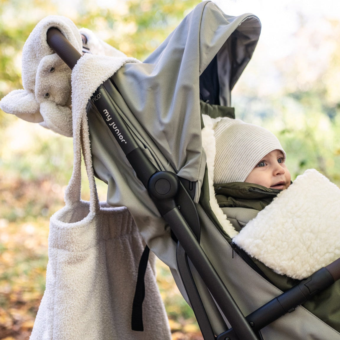 Gloves Boucle Teddy fabric stroller - warm &amp; sustainable