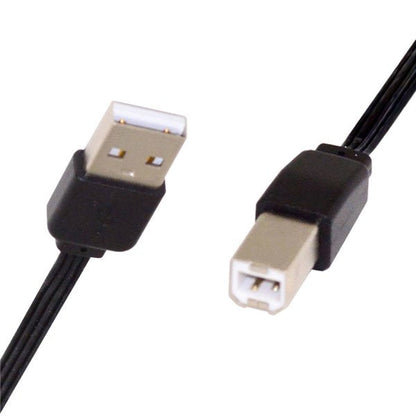 SYSTEM-S USB 2.0 Kabel 13 cm Typ B Stecker zu Typ A Stecker kurz flach in Schwarz