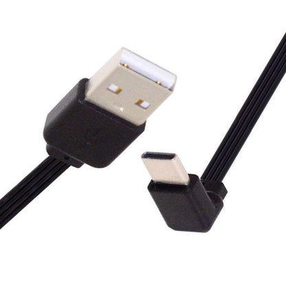 SYSTEM-S USB 3.1 Kabel 13 cm Typ C Stecker zu 2.0 Typ A Stecker Winkel flach Schwarz
