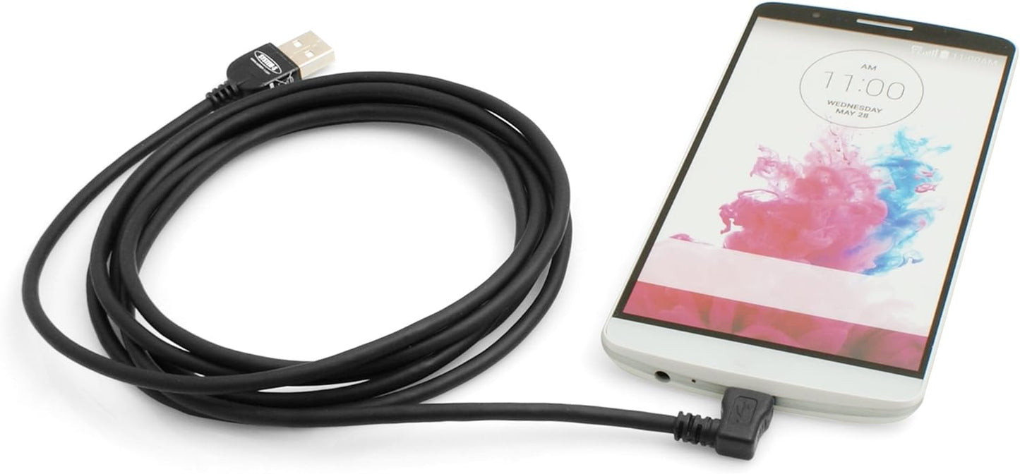 System-S USB A male zu Micro USB 2.0 male Daten- und Ladekabel 200 cm 90 grad gewinkelt rechts Winkelstecker