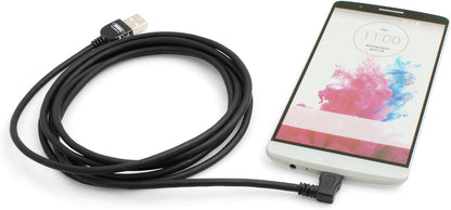 System-S USB A male zu Micro USB 2.0 male Daten- und Ladekabel 200 cm 90 grad gewinkelt rechts Winkelstecker