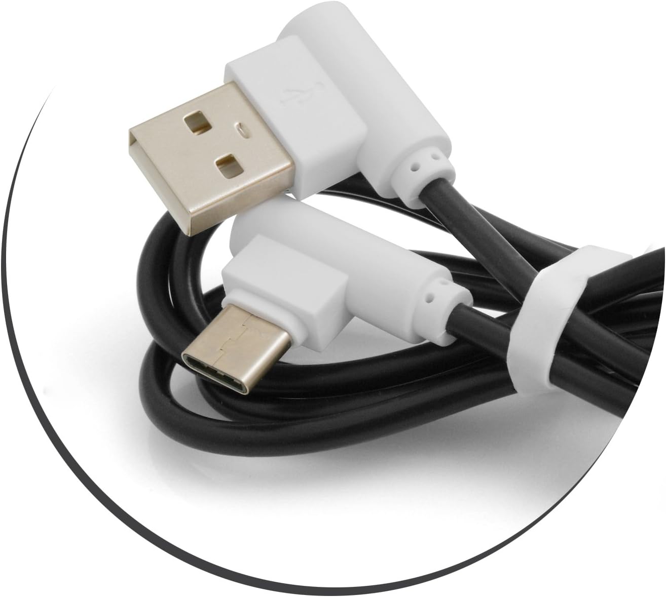 SYSTEM-S USB 3.1 Typ C 90° gewinkelt Winkelstecker zu USB 2.0 A Datenkabel Ladekabel Kabel 89 cm in Schwarz