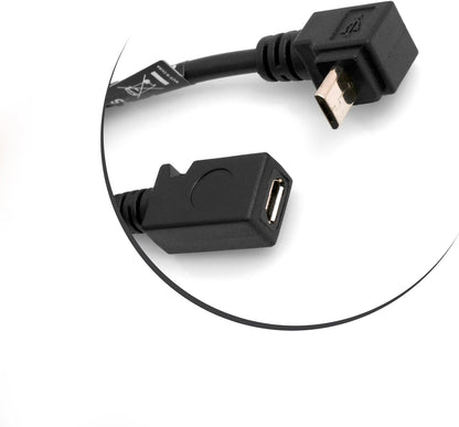 SYSTEM-S Micro USB 90° downward angle cable to Micro USB adapter cable extension 27 cm