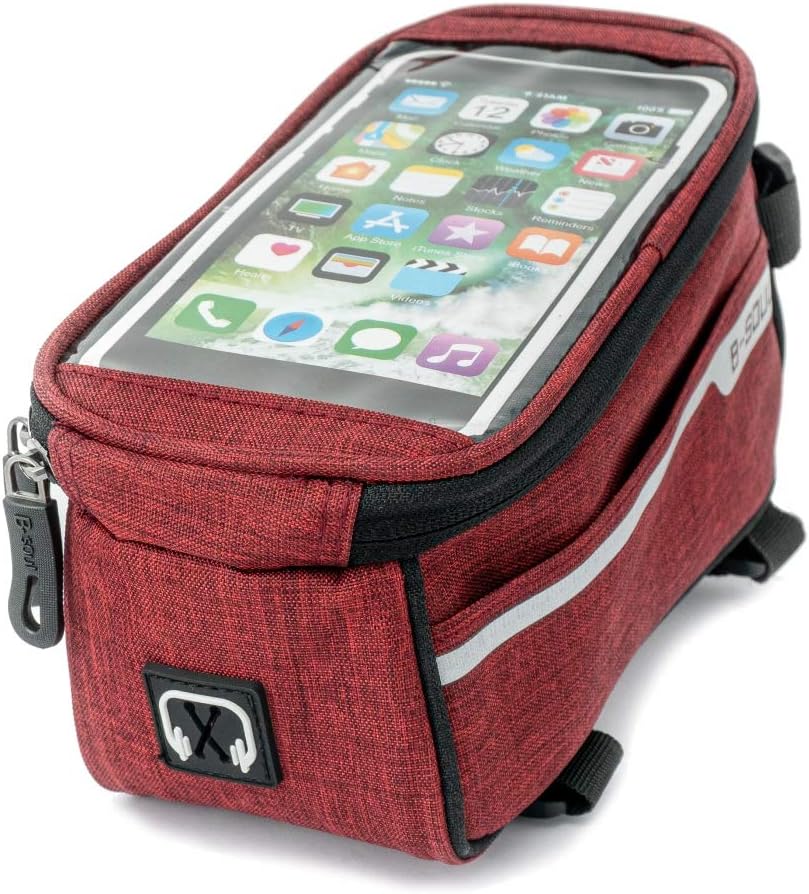 SYSTEM-S Fahrrad Tasche Halterung in Rot Befestigung für Smartphone