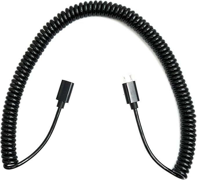 SYSTEM-S USB 2.0 cable 3 m Micro B male to female spiral in black
