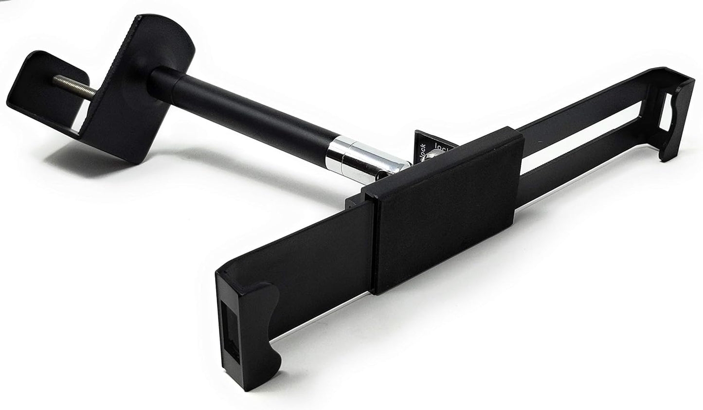 SYSTEM-S Tisch Halterung mit Schloss Befestigung Metall Schwarz für Tablet von 9" bis 13"