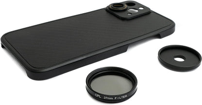 SYSTEM-S CPL Filter 37mm Circular Polarizer Linse Schwarz mit Hülle für iPhone 12 Pro Max