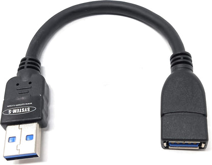 System-S USB 3.0 Typ A (male) auf USB 3.0 Typ A (female) Ladekabel Datenkabel Verlängerungskabel 10 cm