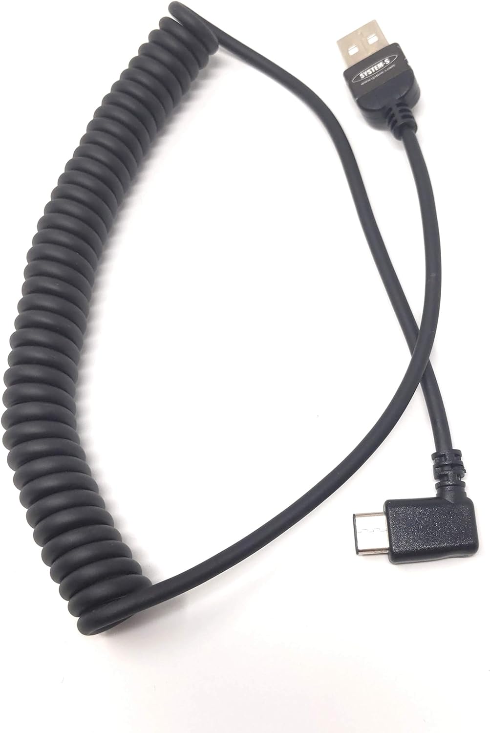 System-S USB C 3.1 zu USB A Gewinkelt Spiral Kabel 50 - 100 cm
