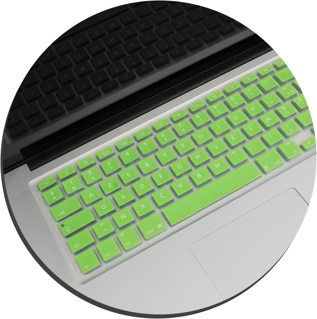System-S Silicone Keyboard Cover AZERTY French Keyboard Cover Protector for MacBook Pro 13 inch 15 inch 17 inch iMac MacBook Air 13 inch in Green