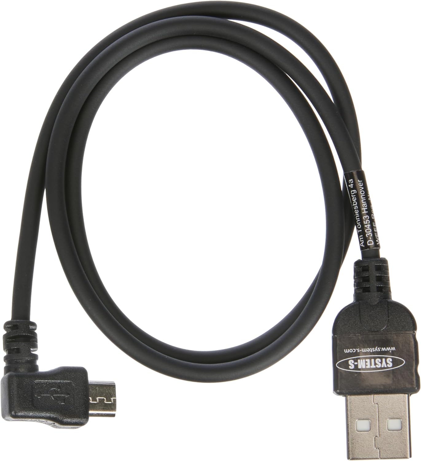 System-S Micro USB 2.0 Kabbel gewinkelt 90 grad Winkelstecker (links/male) Datenkabel und Ladekabel 50 cm
