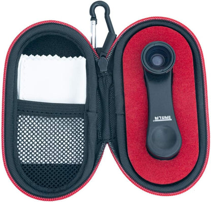 SYSTEM-S Weitwinkel und Makro Linse mit Clip und Schutztasche in Schwarz für Smartphone
