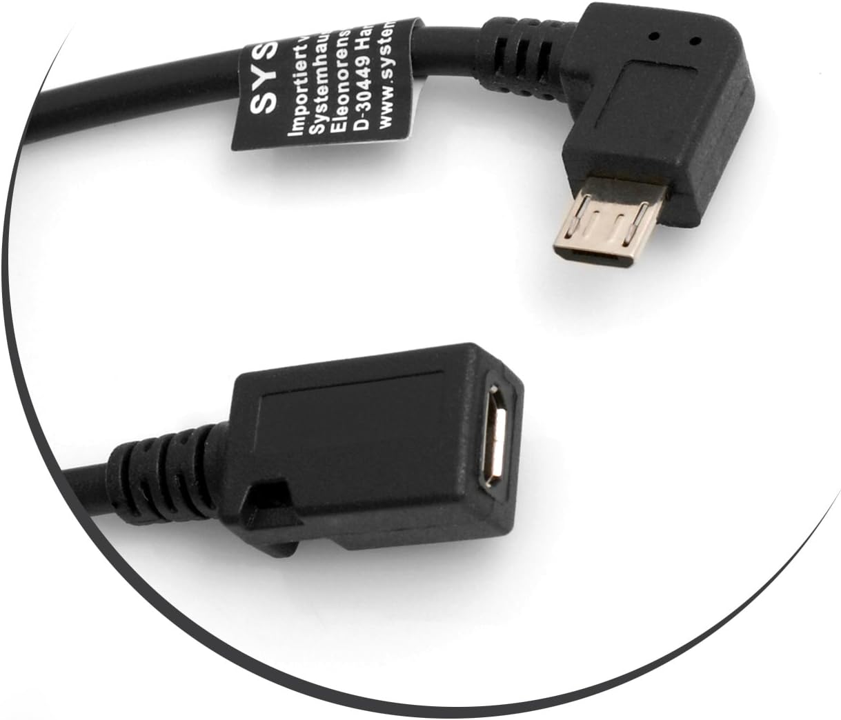 SYSTEM-S Micro USB 90° left angle to Micro USB socket 27 cm cable
