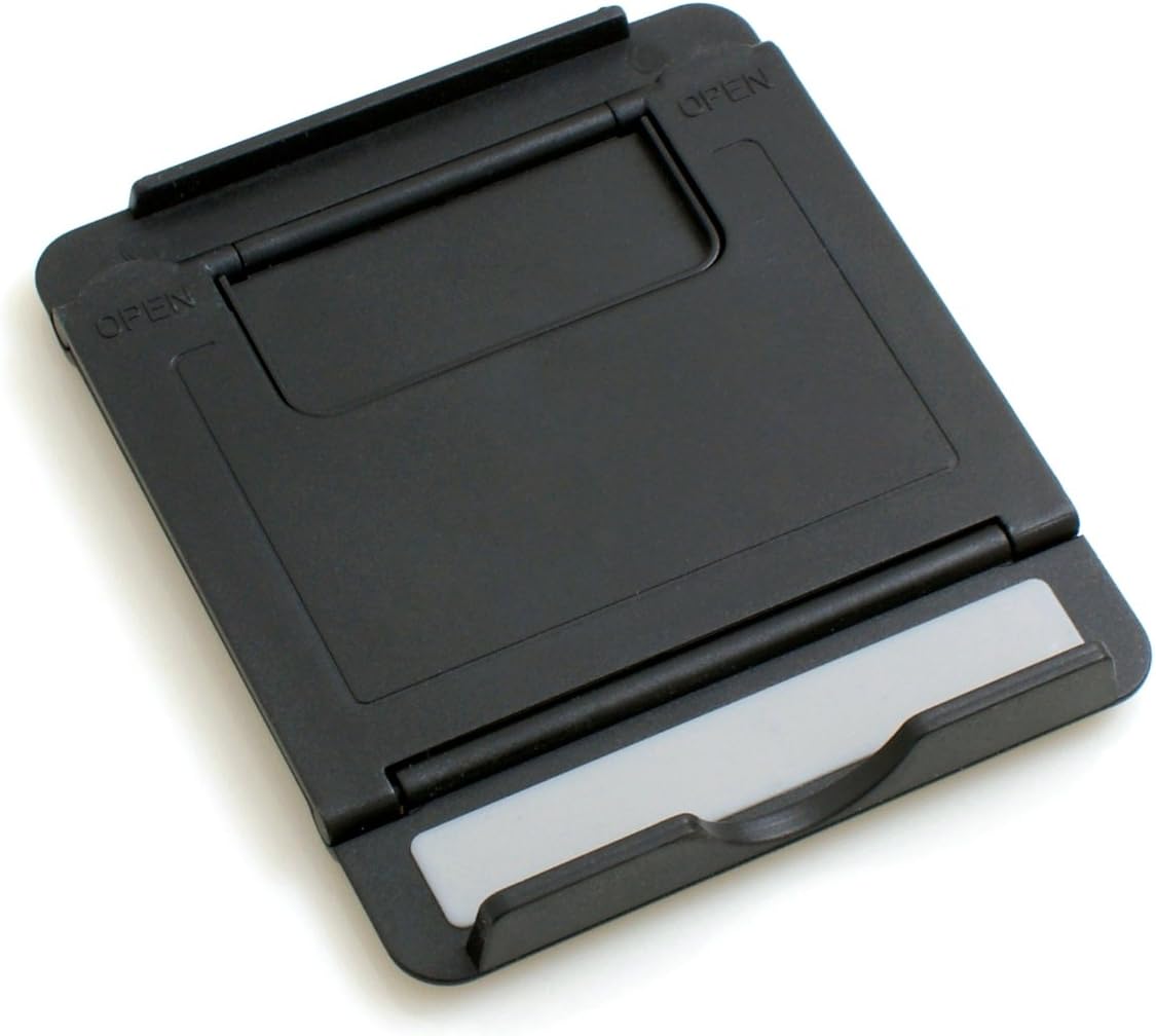 SYSTEM-S Universal Ständer Halter Klappständer Standfuss Tablet Tisch Halterung 6 Stufen Neigung einstellbar 60-75° für Tablet PC Smartphone und andere Geräte in Schwarz