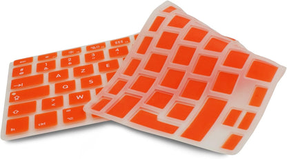 System-S Silicone Keyboard Cover AZERTY French Keyboard Cover Protector for MacBook Pro 13 inch 15 inch 17 inch iMac MacBook Air 13 inch in Orange