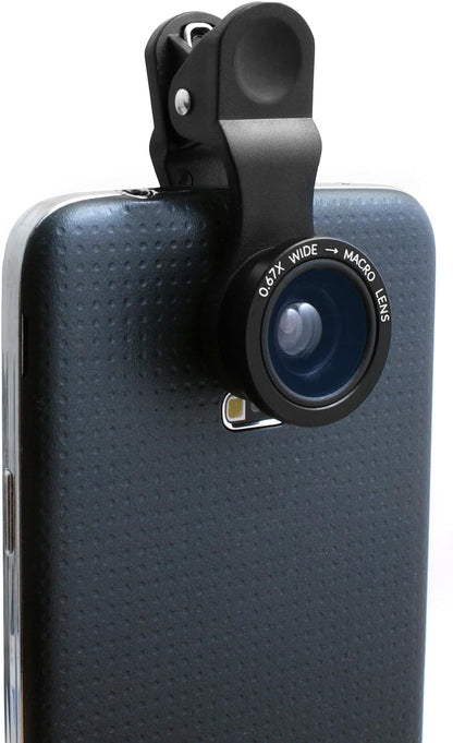 System-S Universal Clip-on Linse 0.4x Fischauge (Fisheye), 0,67x Weitwinkel und Makro Linse Objektiv für Smartphone Tablet PC