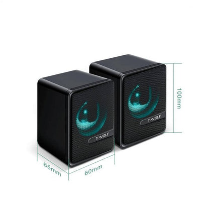 Speaker Stereo Subwoofer Audio 3.5 mm AUX jack with RGB LED in Black