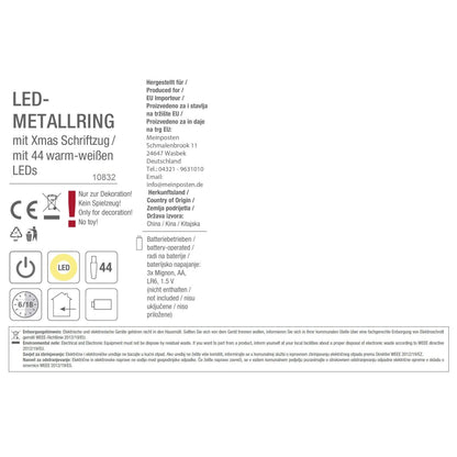 Lichterkranz Weihnachtsbeleuchtung LED warmweiß Weihnachtsdeko Ring Kranz Ø 30 cm B-WARE