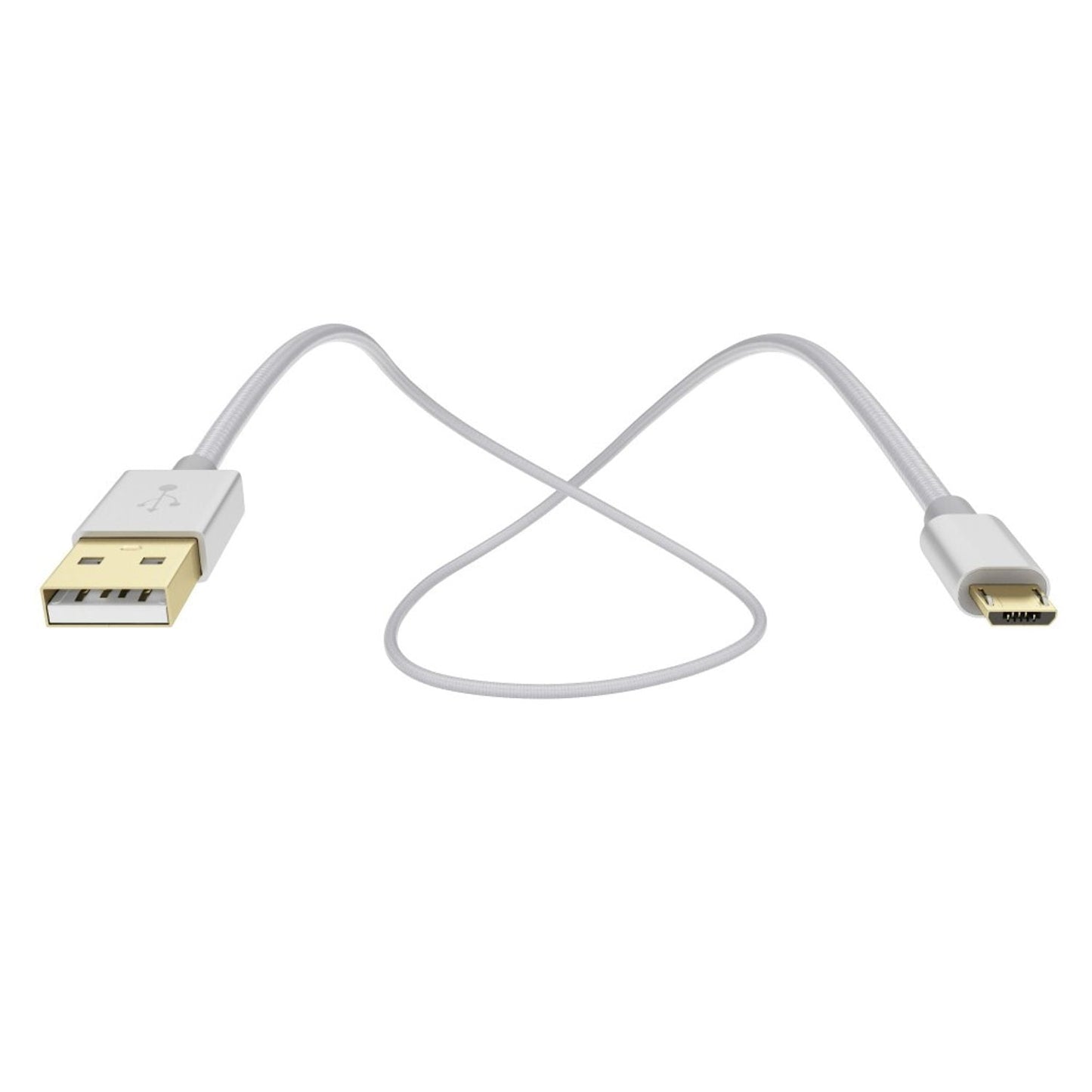 NALIA 2m Micro USB Kabel, Stabiles Nylon umflochtenes Sync Handy High Speed Ladekabel/ Datenkabel kompatibel mit z.B. Android Smartphones, Samsung, Huawei, HTC, LG, Sony, Nokia  etc. - Silber