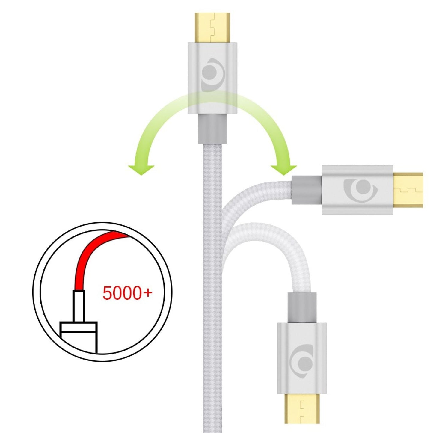 NALIA 1m Micro USB Kabel, Stabiles Nylon umflochtenes Sync Handy High Speed Ladekabel/ Datenkabel kompatibel mit z.B. Android Smartphones, Samsung, Huawei, HTC, LG, Sony, Nokia etc. - Silber