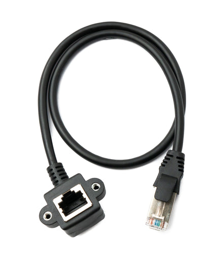 SYSTEM-S LAN Kabel 60 cm 8P8C Buchse zu RJ45 Stecker Winkel Schraube in Schwarz