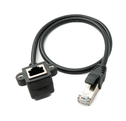 SYSTEM-S LAN Kabel 60 cm 8P8C Buchse zu RJ45 Stecker Winkel Schraube in Schwarz