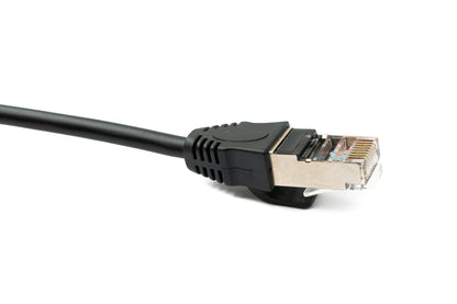 SYSTEM-S LAN Kabel 60 cm 8P8C Buchse zu RJ45 Stecker Winkel Schraube in Schwarz
