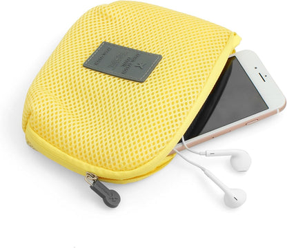 System-S Universal Protective Bag for Headphones Charging Cables and Smartphones Case Cover Protective Storage Bag in Yellow