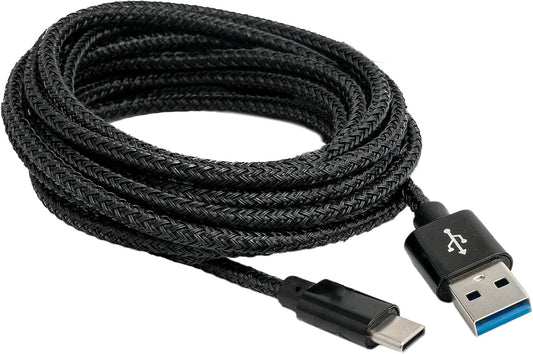 SYSTEM-S USB 3.1 Kabel 3 m Typ C Stecker zu 3.0 Typ A Stecker  Kabel  geflochten Schwarz