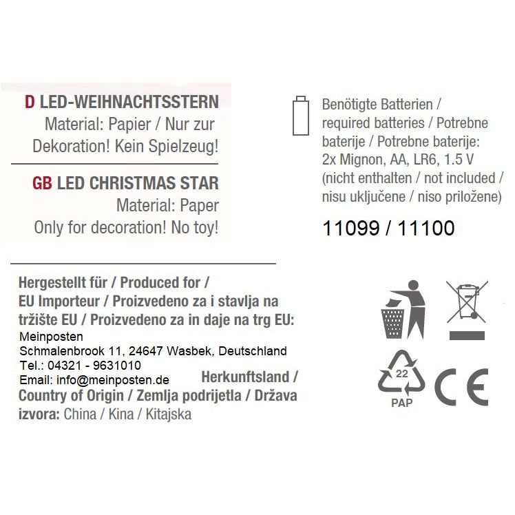 Sternleuchte Weihnachtsbeleuchtung LED Batteriebetrieben Weihnachtsdeko Stern