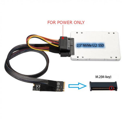 SYSTEM-S M.2 (M-Key) zu U.2 SFF-8639 NVMe Adapter-Kabel – 50 cm – mit SATA-Stromanschluss