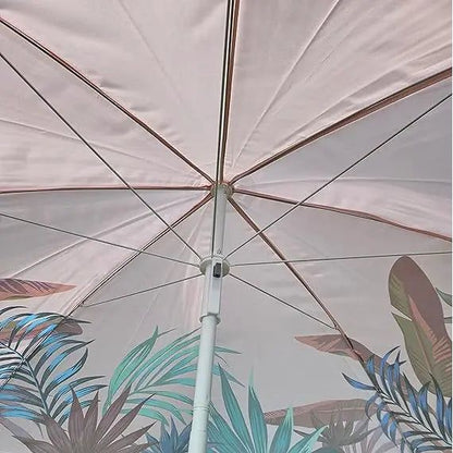 Sonnenschirm rosa mit tropischen Blättern UV-Schutz UPF 40+ Strandschirm Ø 155