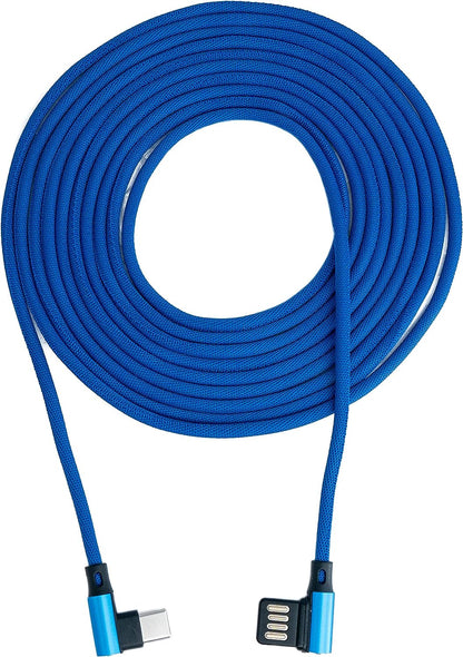 SYSTEM-S USB 3.1 Kabel 3 m Typ C Stecker zu 2.0 A Stecker Winkel  Kabel geflochten Blau