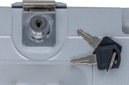 SYSTEM-S pole mount with lock fastening made of metal in grey for iPad Pro 10.5"