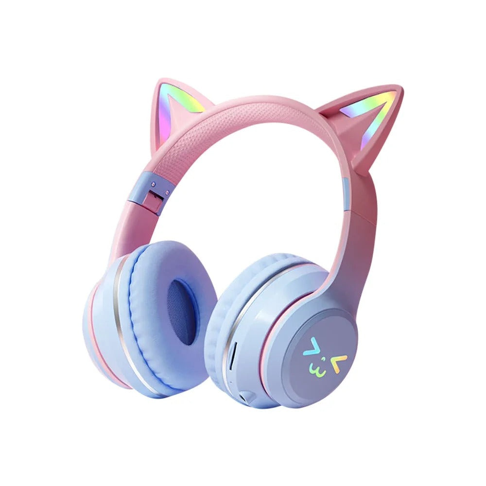 RGB Katzenohren Kopfhörer Bluetooth Kabellos LED Kinder Headset Mikro