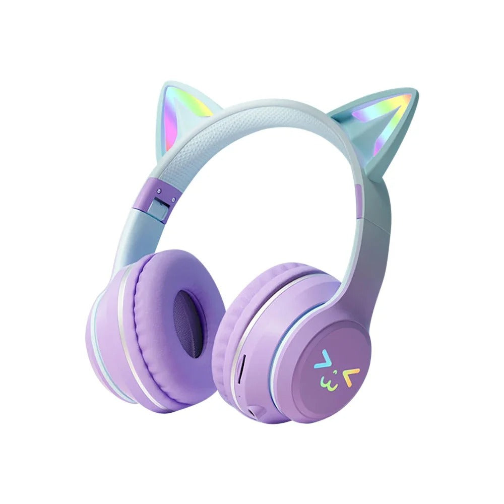 RGB Katzenohren Kopfhörer Bluetooth Kabellos LED Kinder Headset Mikro