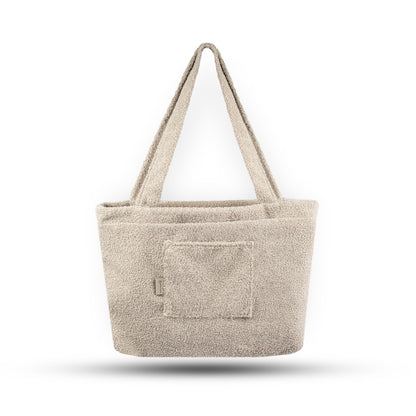 Shopper Mom Bag Boucle Teddystoff- Ideal für den Alltag, Kinderwagen, Cross Shoulder