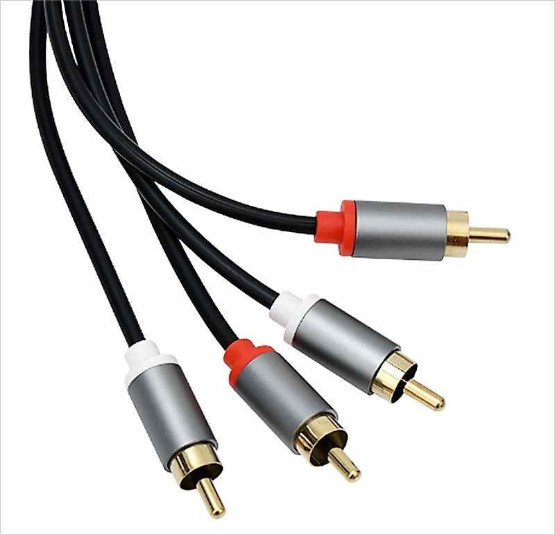 Premium Cinch Kabel Audio AUX 2 Stecker RCA Stereo HiFi Vergoldet Nylon oder TPE - DREIKS