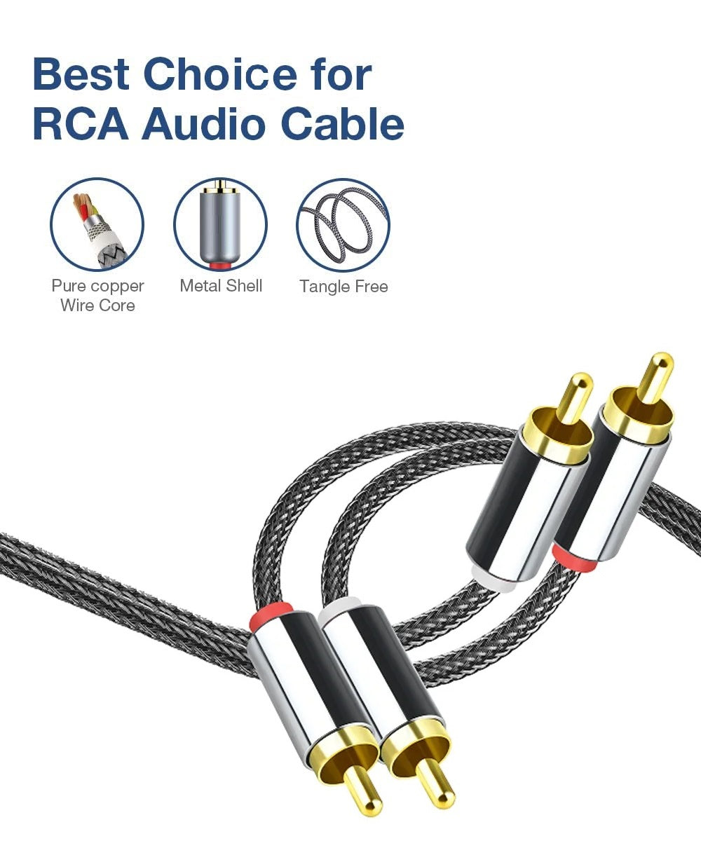 RCA Male to RCA Male Cable Cinch Cable Audio Gold Plated