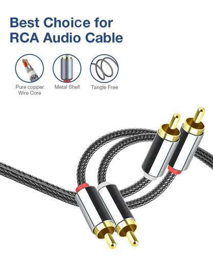 RCA Male to RCA Male Cable Cinch Cable Audio Gold Plated
