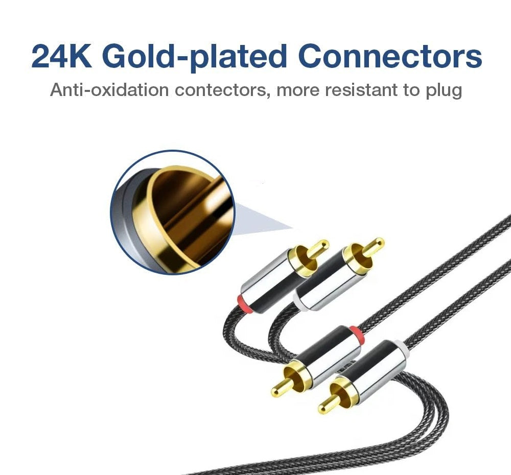 RCA Male to RCA Male Cable Cinch Cable Audio Gold Plated