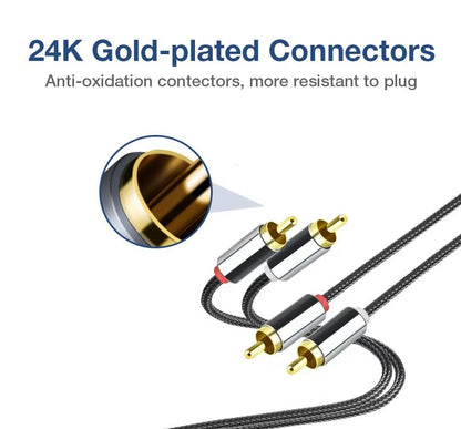 RCA Male to RCA Male Cable Cinch Cable Audio Gold Plated