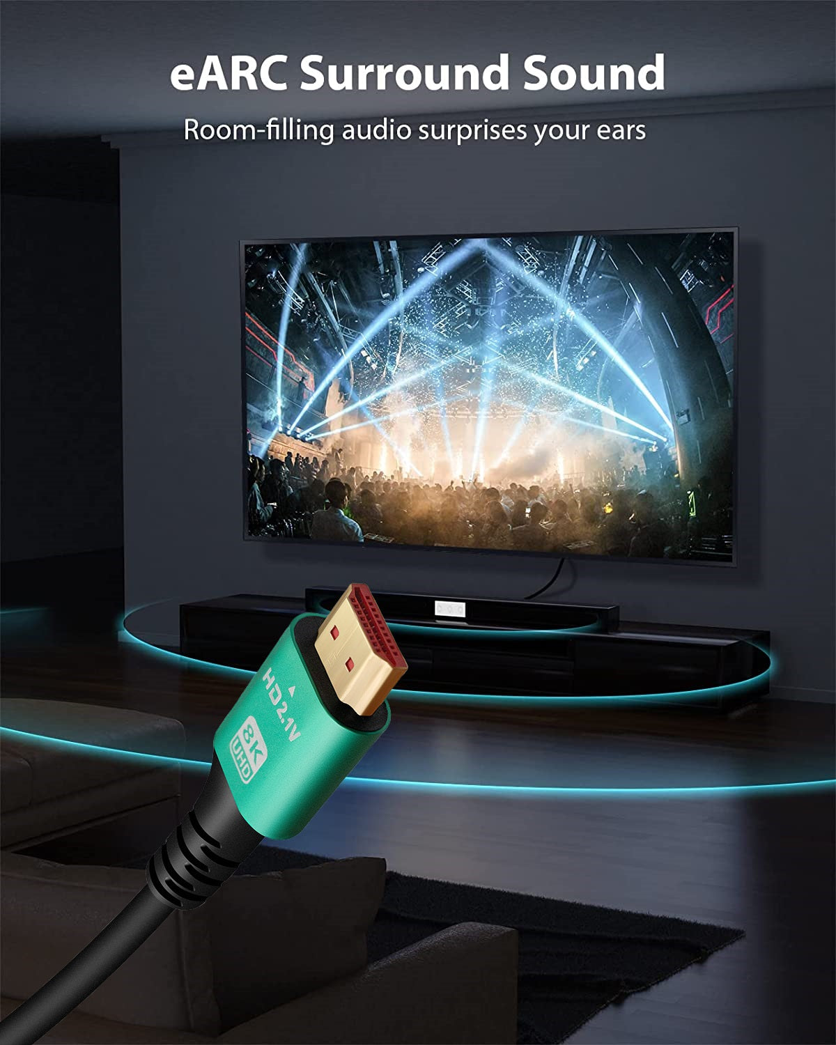 HDMI Cable 8K 2.1 UHD 48Gbps eARC 8K@60Hz 4K@120Hz Gold Plated