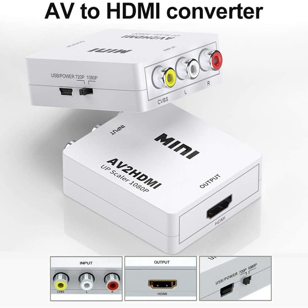 AV RCA Female to HDMI Female Adapter Converter Full HD 1080P Audio Video CVBS to HDMI