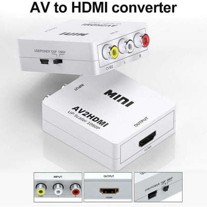 AV RCA Female to HDMI Female Adapter Converter Full HD 1080P Audio Video CVBS to HDMI