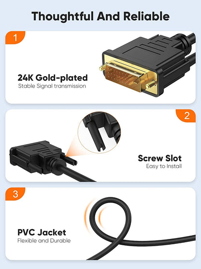 Bidirectional HDMI Male to DVI Male & DVI Male to HDMI Male Cable Converter Full HD 1080p Gold Plated