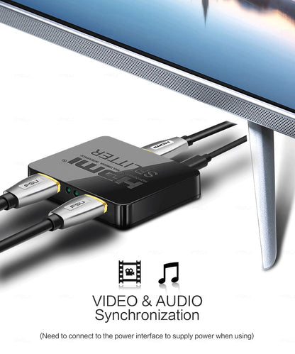 1-in-2-out HDMI Splitter 4K Ultra HD 4K@30Hz 1080p@60Hz