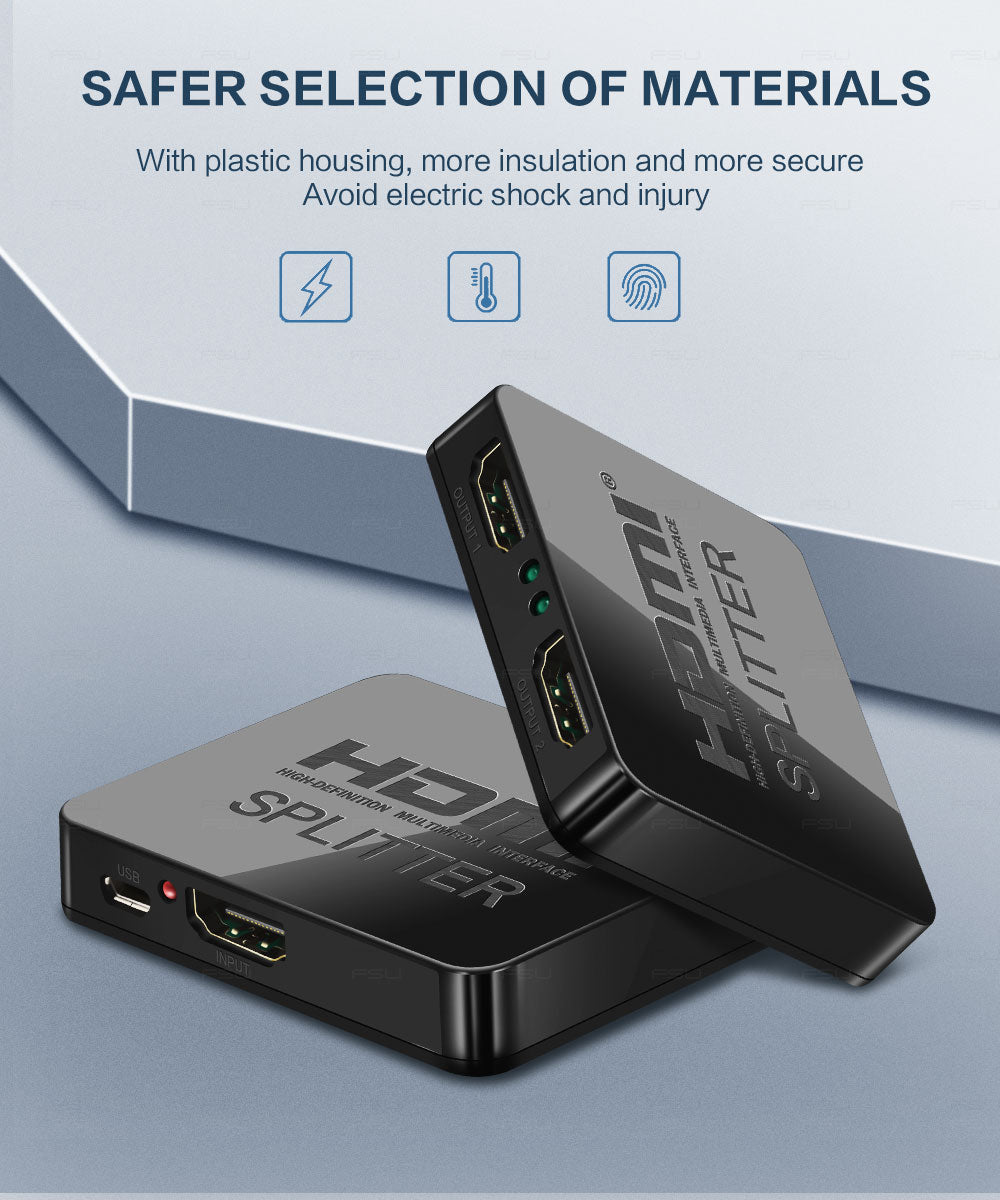 1-in-2-out HDMI Splitter 4K Ultra HD 4K@30Hz 1080p@60Hz