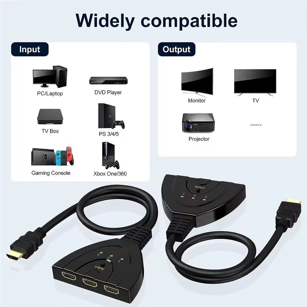 3-in-1-out HDMI Switch Full HD 1080p or Ultra HD 4K