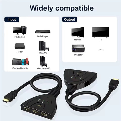 3-in-1-out HDMI Switch Full HD 1080p or Ultra HD 4K